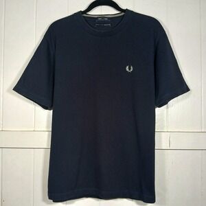 Fred Perry  SOLOTEX Navy Blue Crew Neck T-Shirt Mens Large FZ1923 Laurel Wreath